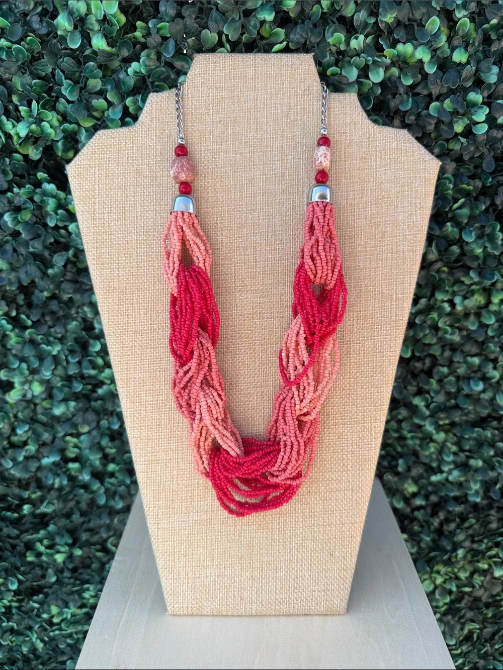 Red Ombre Sea Beaded Necklace - Women Jewelry